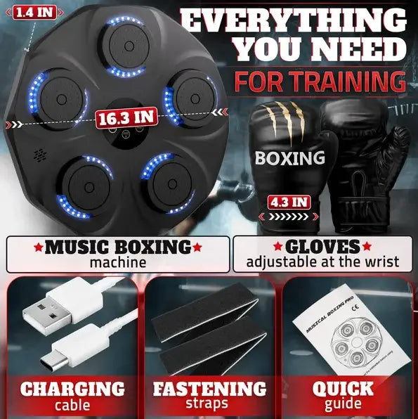 Music Boxing Machine For Adults Durable Wall Mounted Bluetooth Punching With 9