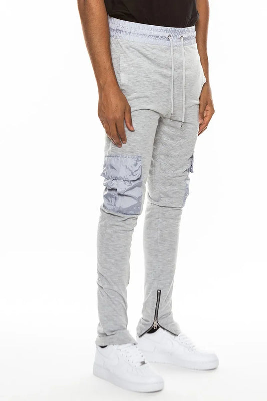 WEIV Men's Full Size Heathered Cotton Blend Joggers Plus Size