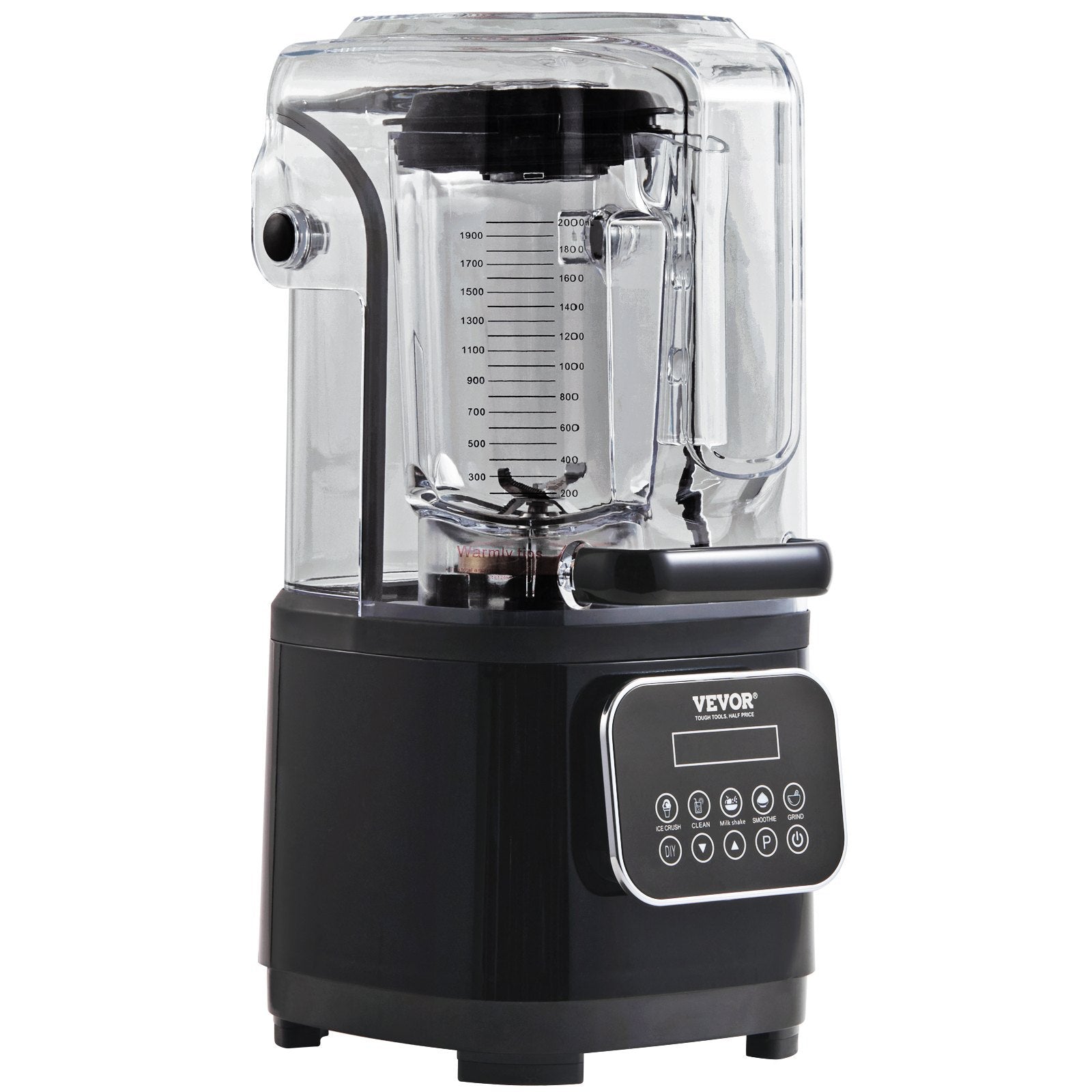 VEVOR Professional Blender With Shield Commercial Countertop Blenders 68 Oz Combo Stainless Steel 9 Speed & 5 Functions