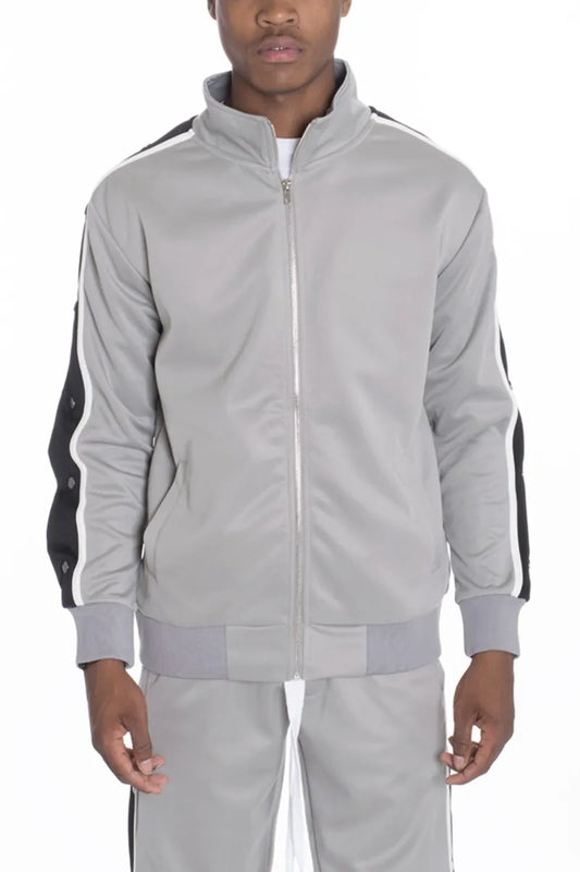 WEIV Men's Zip Up Jacket with Side Snap Sleeve