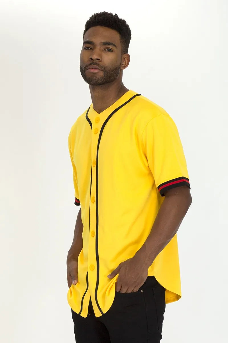 WEIV Men’s Unisex Baseball Jersey Sports T Shirt YELLOW / XS