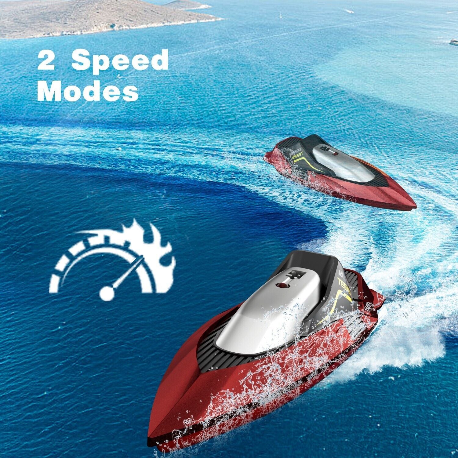 4DRC S5 Fast RC Boat For Pools And Lakes 2.4 GHz 20 MPH Racing Boats Kids As shown in the picture