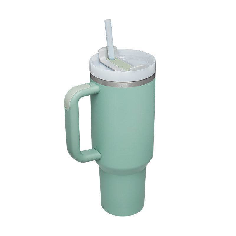 40 Oz Tumbler With Handle Straw Insulated Stainless Steel Spill Proof Vacuum Coffee Cup Lid Tapered Mug Gifts