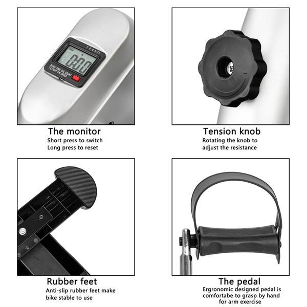 Home Mini Fitness Bike Hand And Foot Trainer Silver