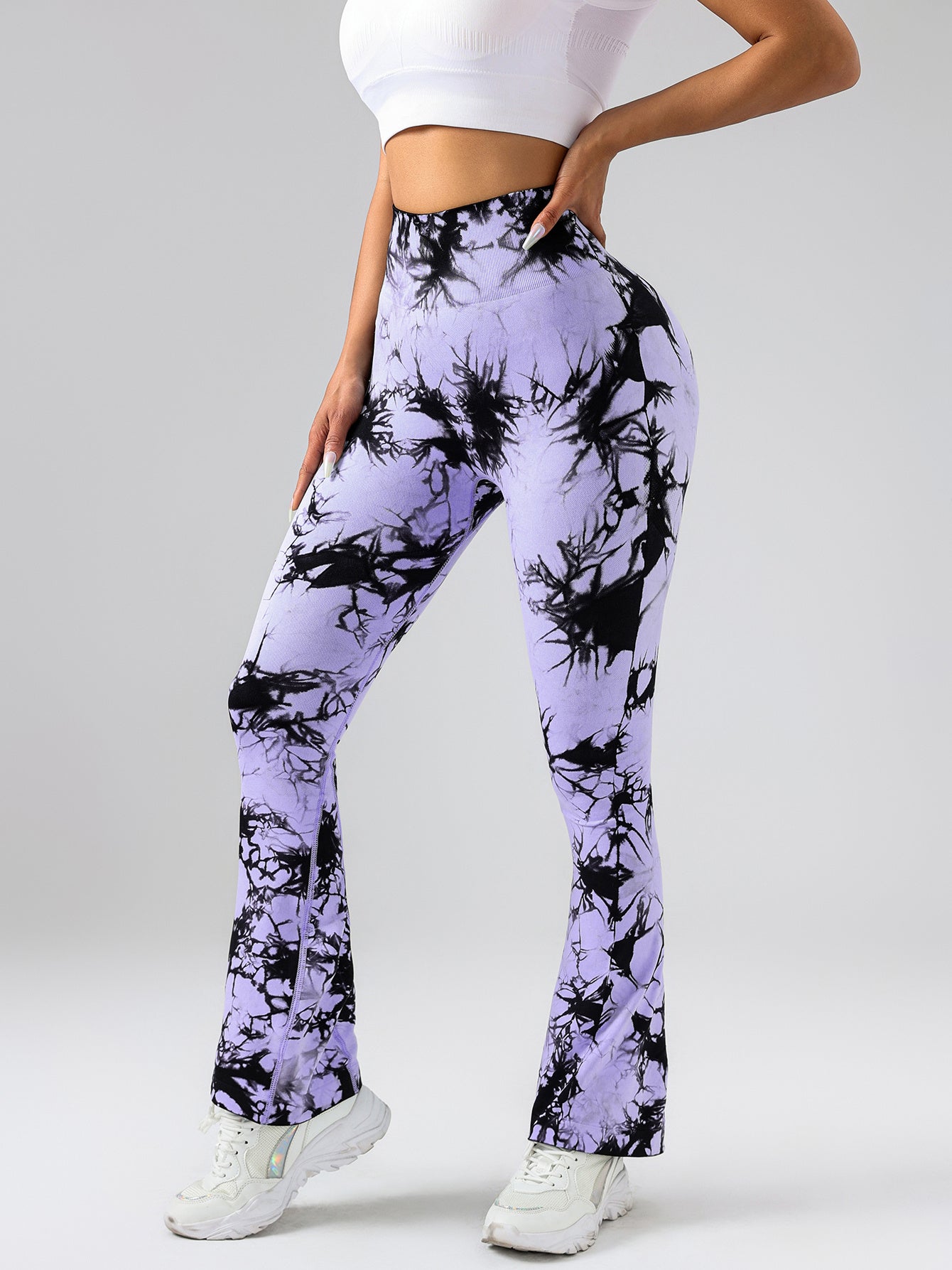 High Waist Tummy Control Flare Yoga Pants For Women Tie Dye Stretch Slimming Bootcut Workout Fitness & Sports