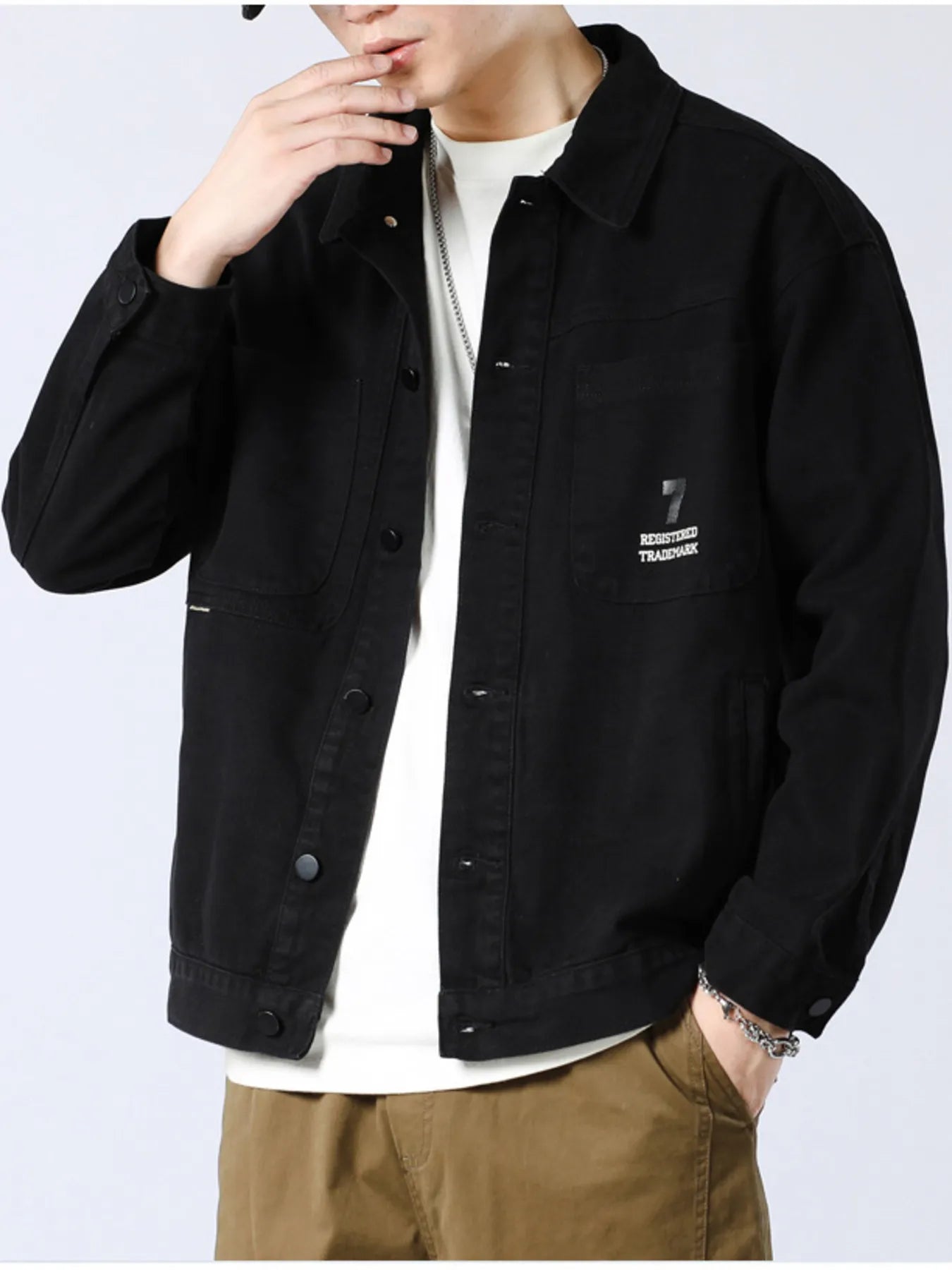 Men’s Full Size Button Up Long Sleeve Shacket Plus Black / S