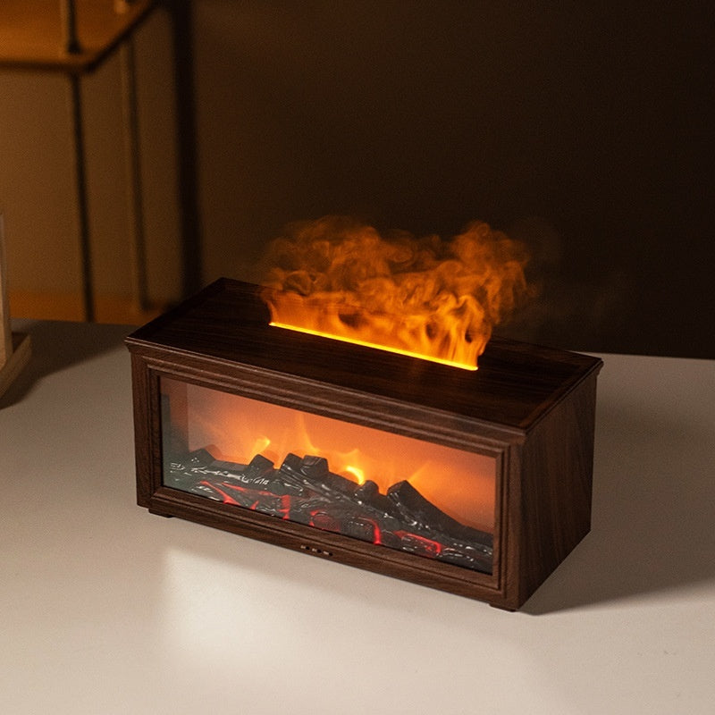 Simulation 3d Fireplace Flame Aroma Diffuser Household Desk Deep Wood Grain