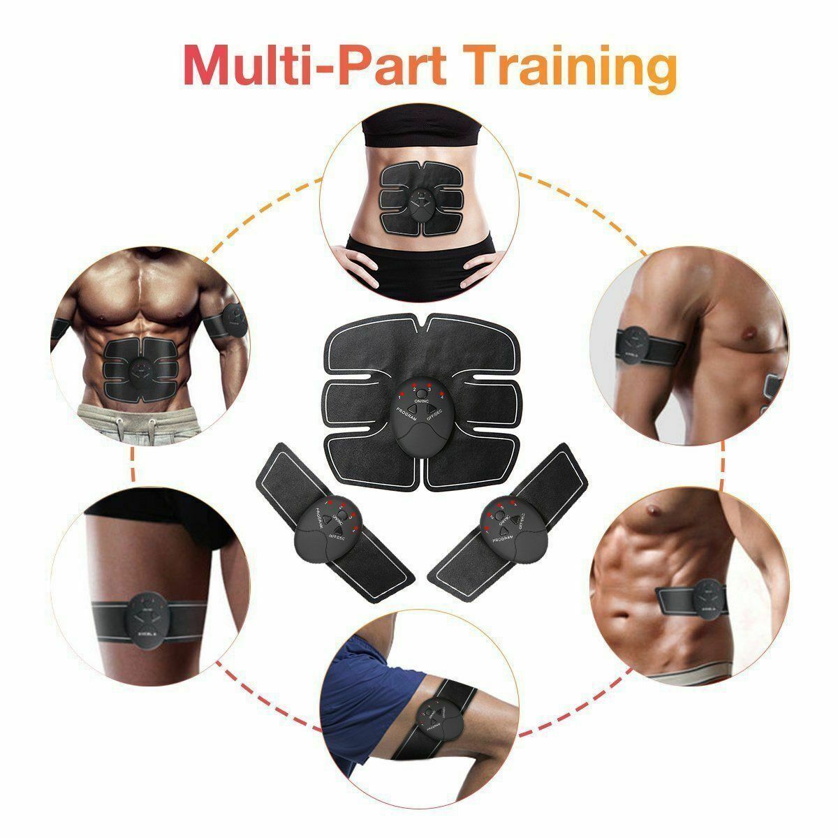 Electric Muscle Toner Machine ABS Toning Belt Simulation Fat Burner Belly Shaper Black