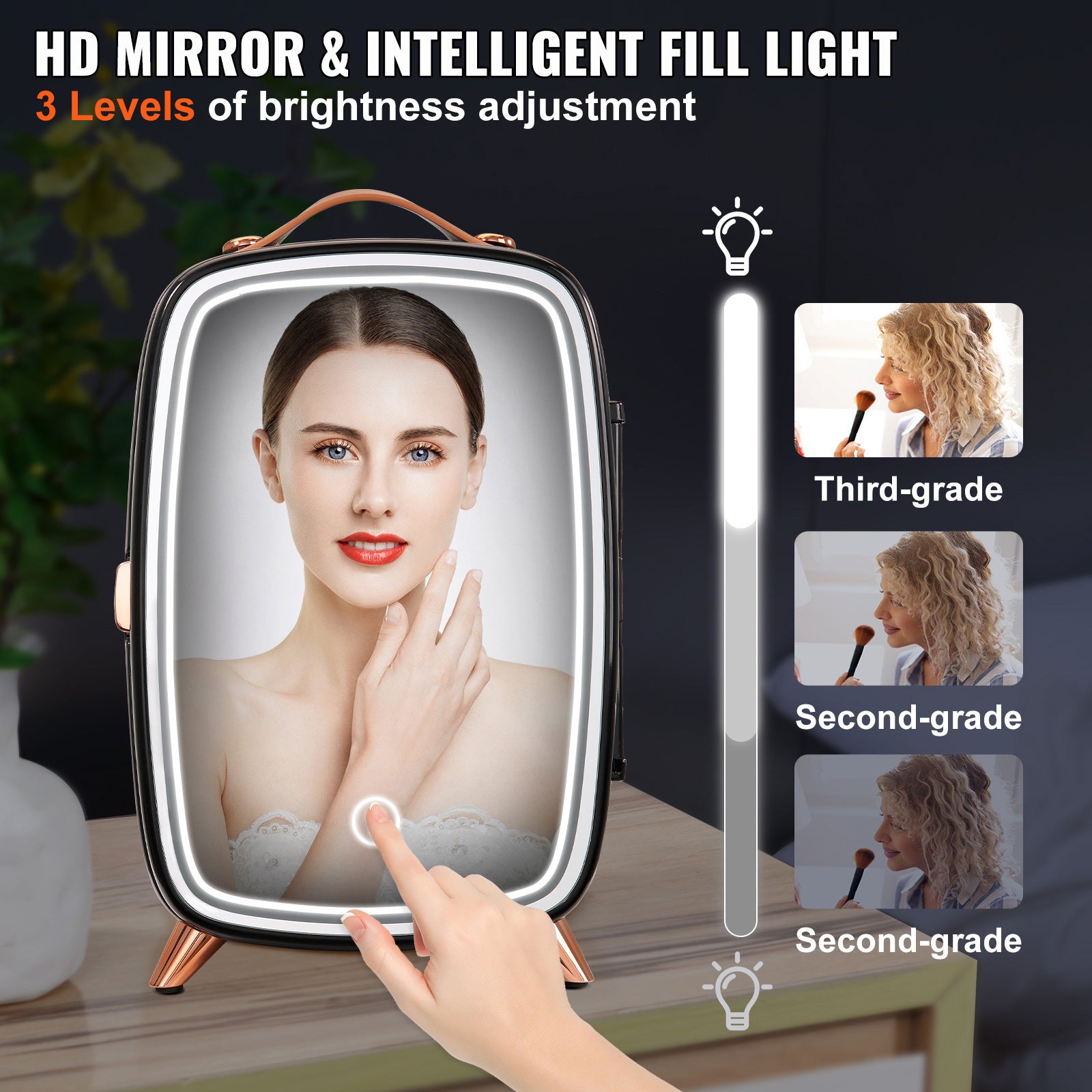 Vevor Mini Fridge 6L Skincare With LED Light And HD Mirror AC DC Makeup Fridges For Skin Care Cosmetic Storage Chill