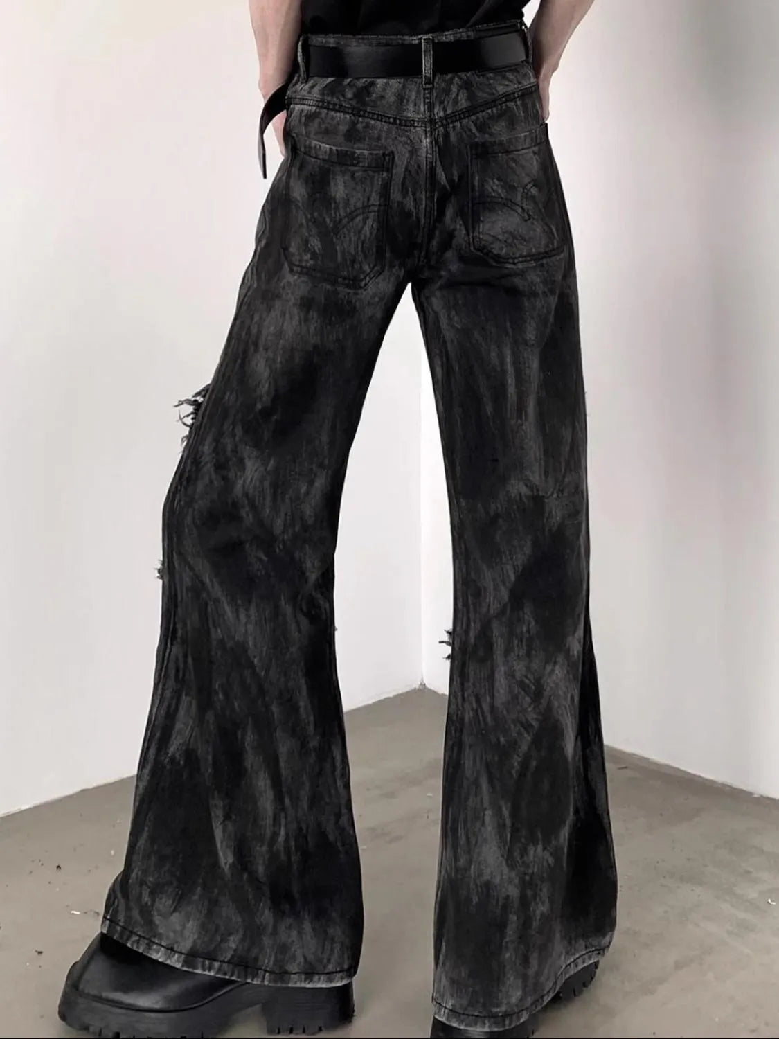 Men’s Plus Size Raw Hem Flare Jeans