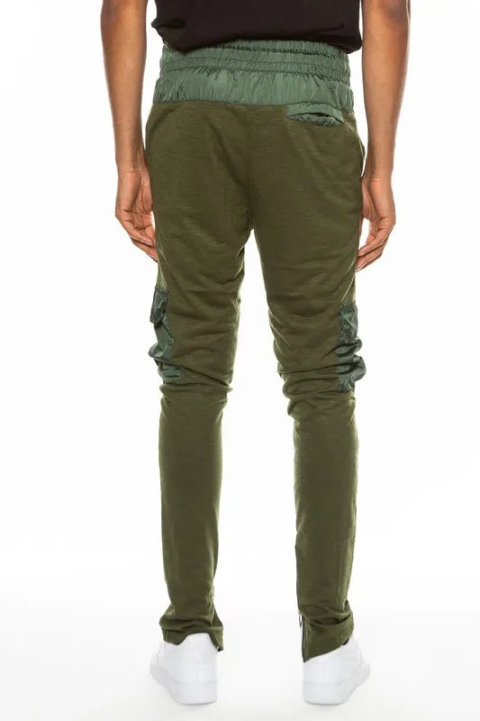 WEIV Men’s Full Size Heathered Cotton Blend Joggers Plus