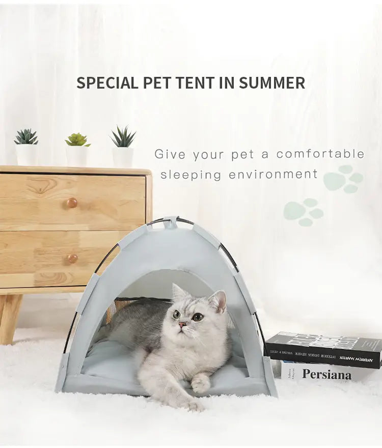 Cat Tent Cooling Mat Dog House Pet Sofa Camping Bed With Cushion For Kennel Indoor Nest Pets Products