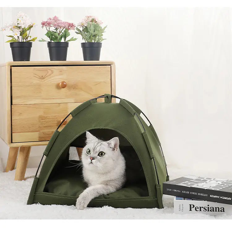 Cat Tent Cooling Mat Dog House Pet Sofa Camping Bed With Cushion For Kennel Indoor Nest Pets Products