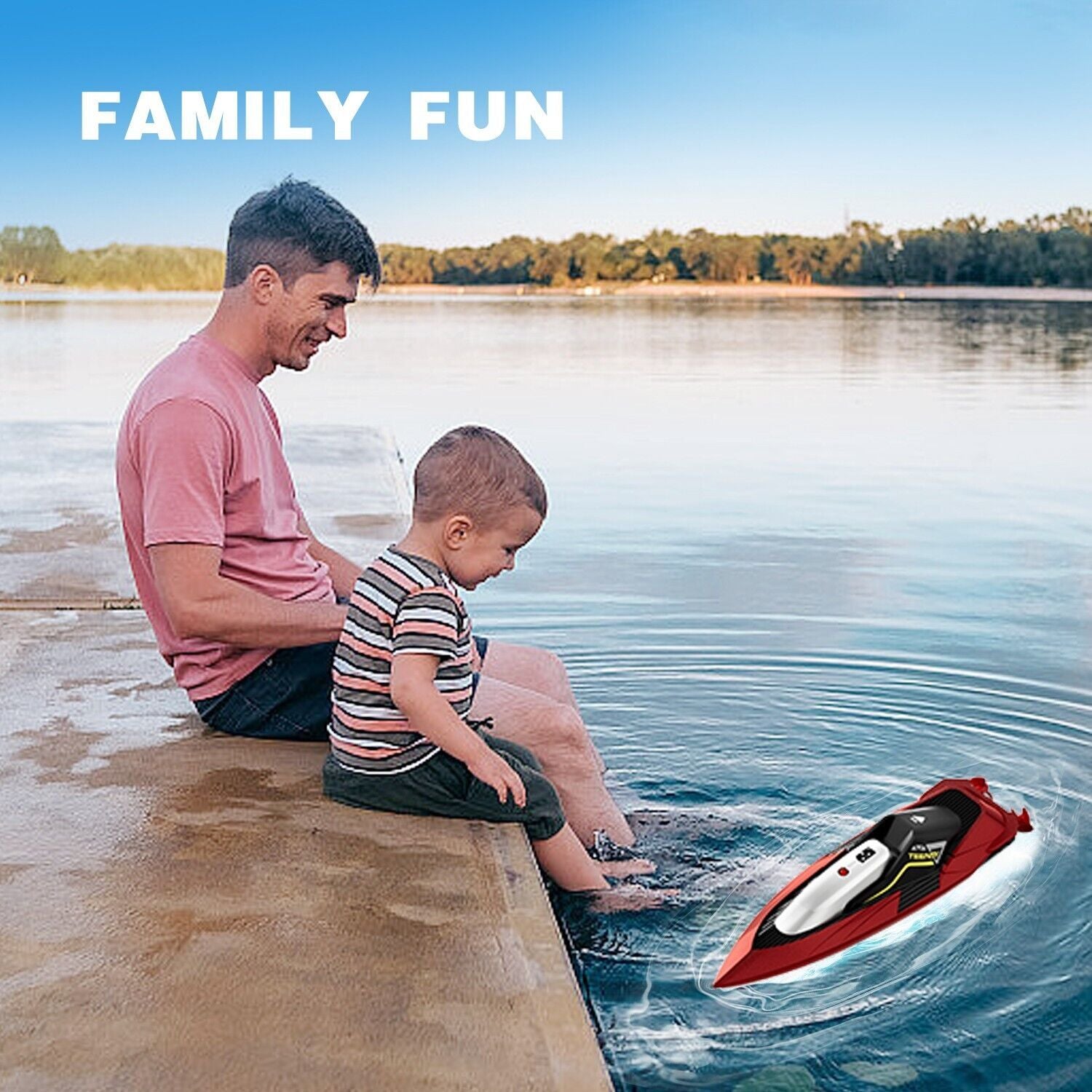 4DRC S5 Fast RC Boat For Pools And Lakes 2.4 GHz 20 MPH Racing Boats Kids As shown in the picture