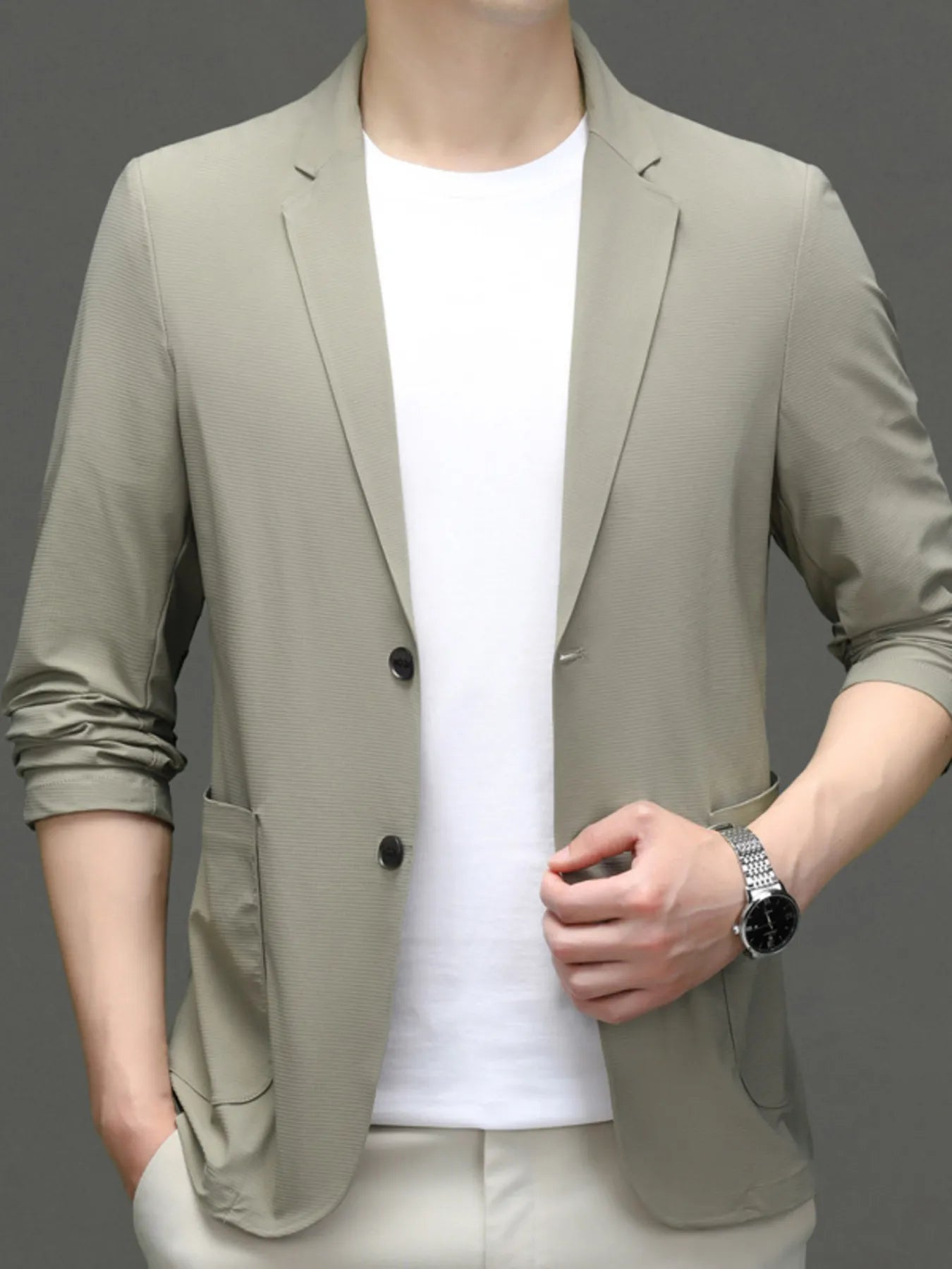 Men’s Button Up Long Sleeve Blazer Khaki / 170