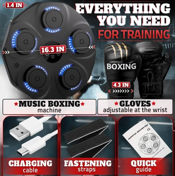 Music Boxing Machine For Adults Durable Wall Mounted Bluetooth Punching With 9 Black