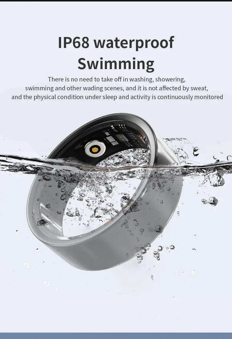 Smart Ring Health Tracker Fitness Sleep Heart Rate Blood Oxygen For Men And Women,IP68 Waterproof Level Bluetooth Rings