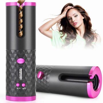 Portable Automatic Hair Curler Ceramic Rotating Wireless Auto Curling Iron Wand USB Rechargeable Spin For Styling