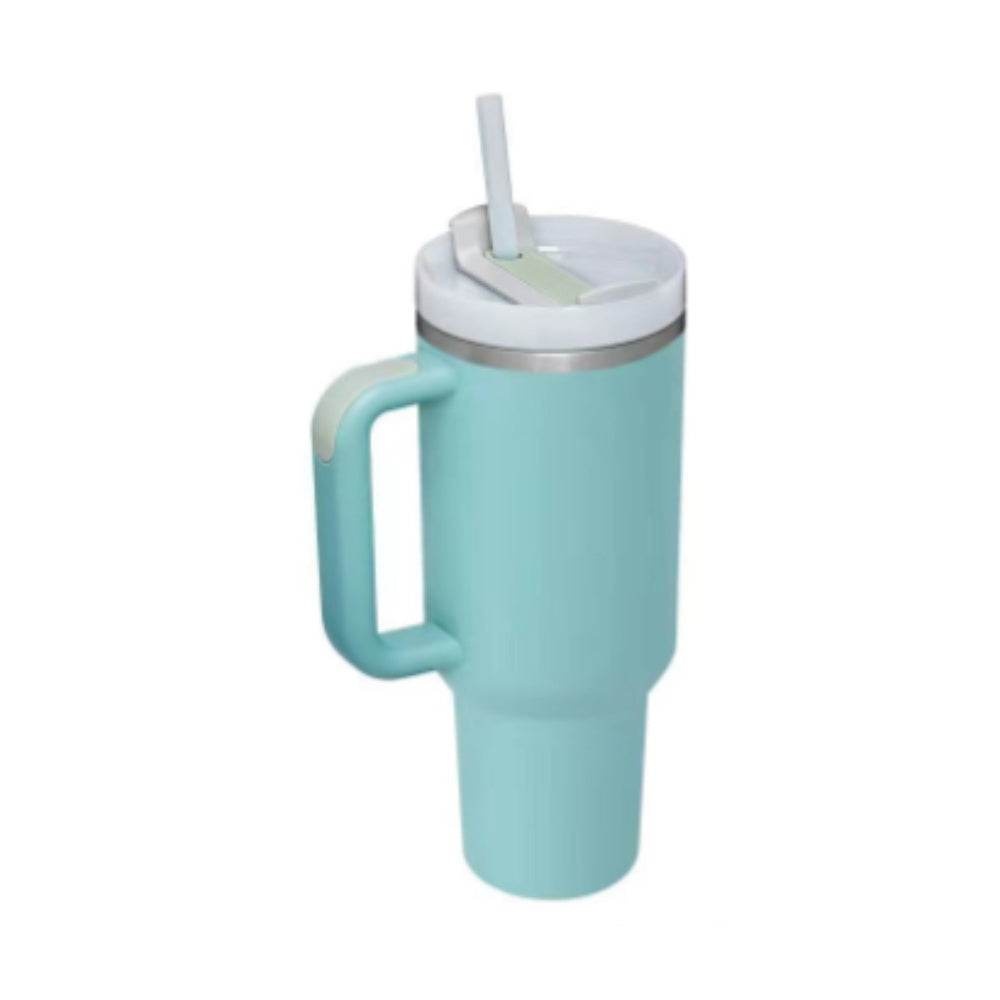 40 Oz Tumbler With Handle Straw Insulated Stainless Steel Spill Proof Vacuum Coffee Cup Lid Tapered Mug Gifts
