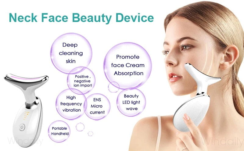 Neck Face Lifting Massager Anti Wrinkle LED Therapy Beauty Device