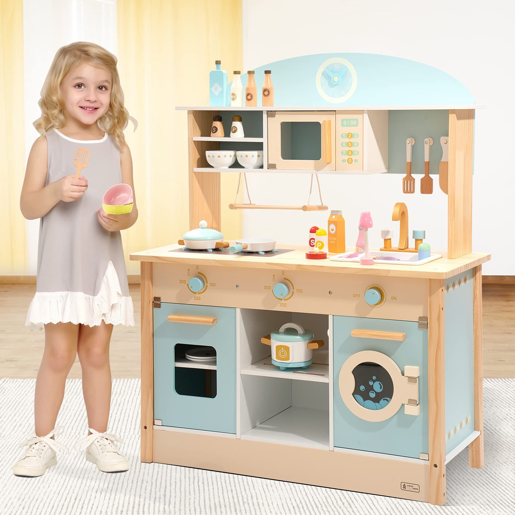 ROBOTIME DIY Pretend Play Kitchen Cooking Toy Set Gift For Boys And Girls WCF14