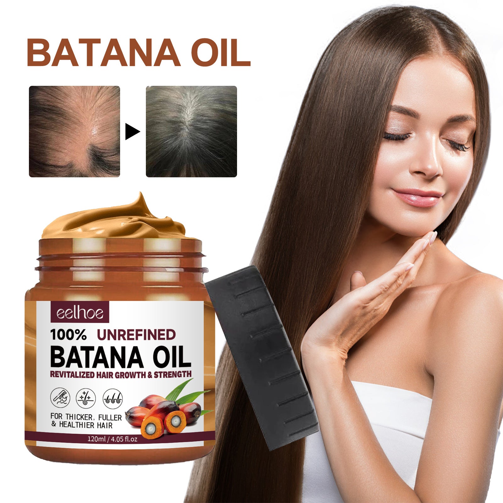 Natural Batana Oil From Honduras Unrefined For Men & Women 4.05 Fluid Ounces Coffee