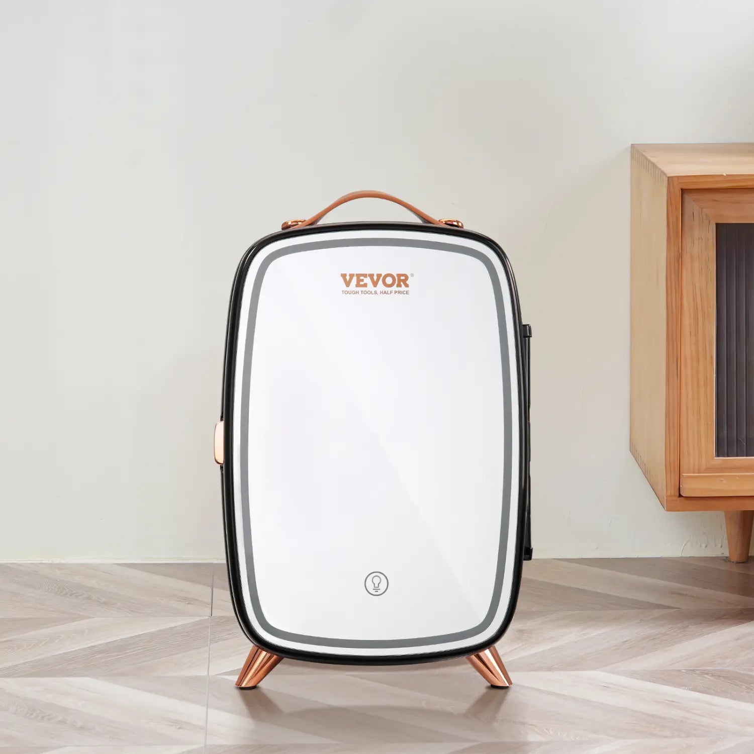 Vevor Mini Fridge 6L Skincare With LED Light And HD Mirror AC DC Makeup Fridges For Skin Care Cosmetic Storage Chill