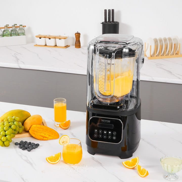 VEVOR Professional Blender With Shield Commercial Countertop Blenders 68 Oz Combo Stainless Steel 9 Speed & 5 Functions
