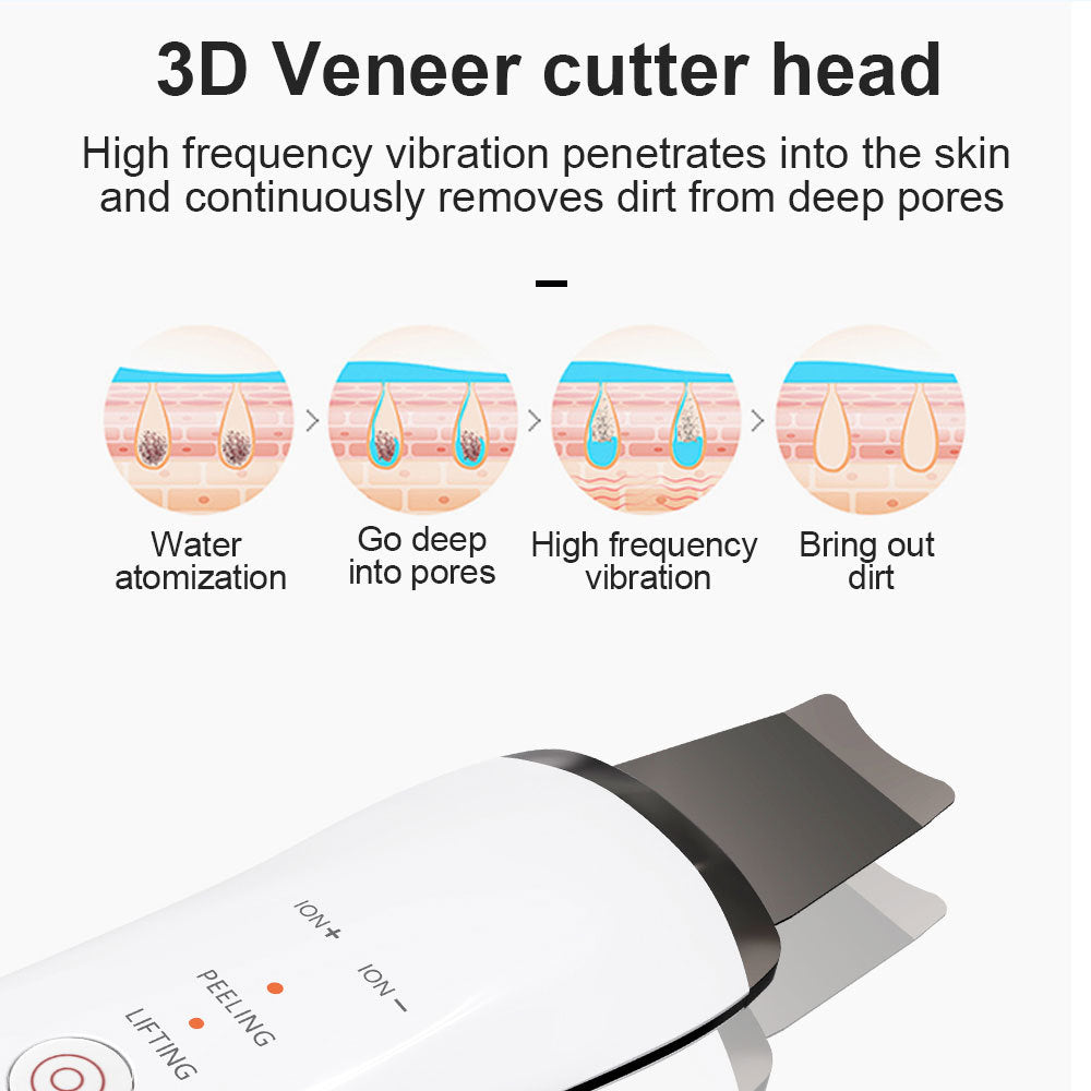 Electric Ultrasonic Skin Scrubber Face Spatula Home Facial Cleaner Handheld Mini Derma Galvanica Tightening Machine USB