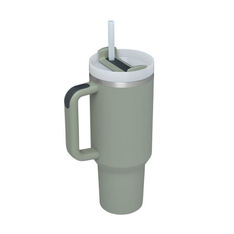 40 Oz Tumbler With Handle Straw Insulated Stainless Steel Spill Proof Vacuum Coffee Cup Lid Tapered Mug Gifts