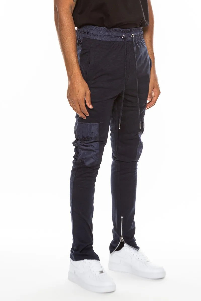 WEIV Men’s Full Size Heathered Cotton Blend Joggers Plus NAVY / S