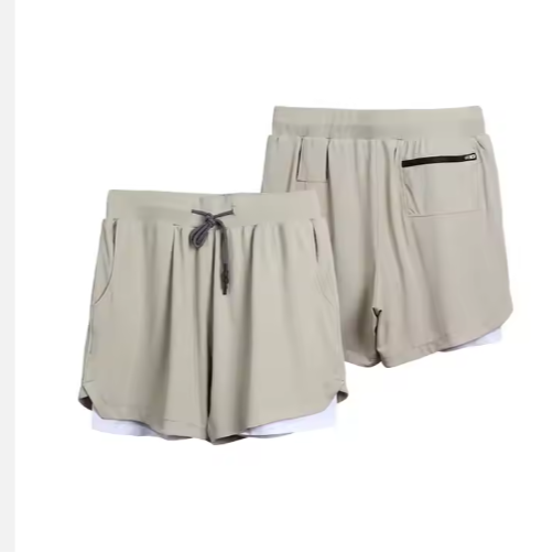 Gym Clothing Men Quick Dry 2 In 1 Shorts Polyester Spandex Breathable Liner Running Fitness