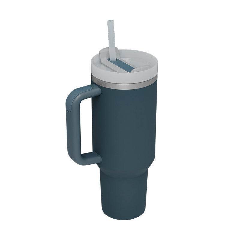 40 Oz Tumbler With Handle Straw Insulated Stainless Steel Spill Proof Vacuum Coffee Cup Lid Tapered Mug Gifts