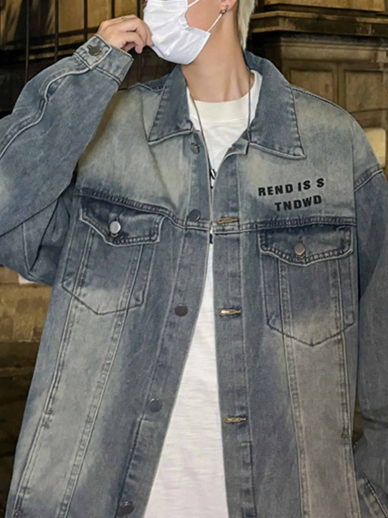 Men’s Plus Size Oversized Button Up Washed Denim Jacket
