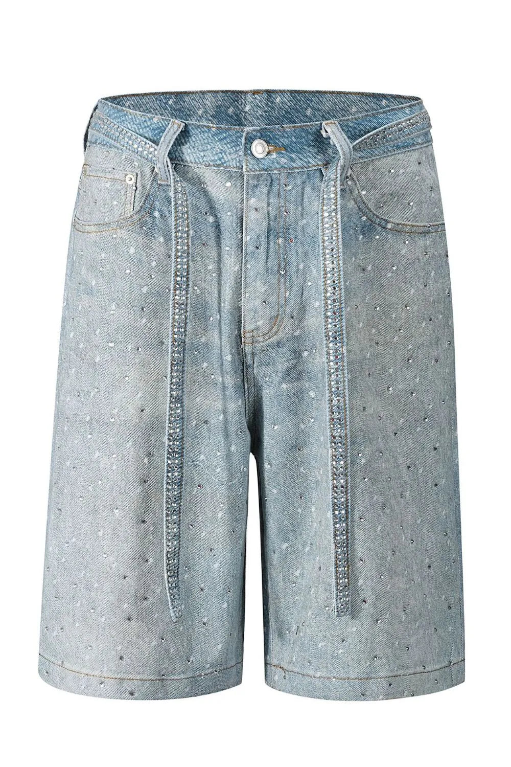Men’s Washed Rhinestone Denim Bermuda Shorts Medium / 30