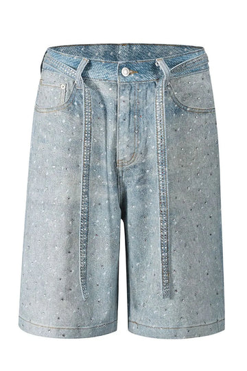 Men’s Washed Rhinestone Denim Bermuda Shorts Medium / 30
