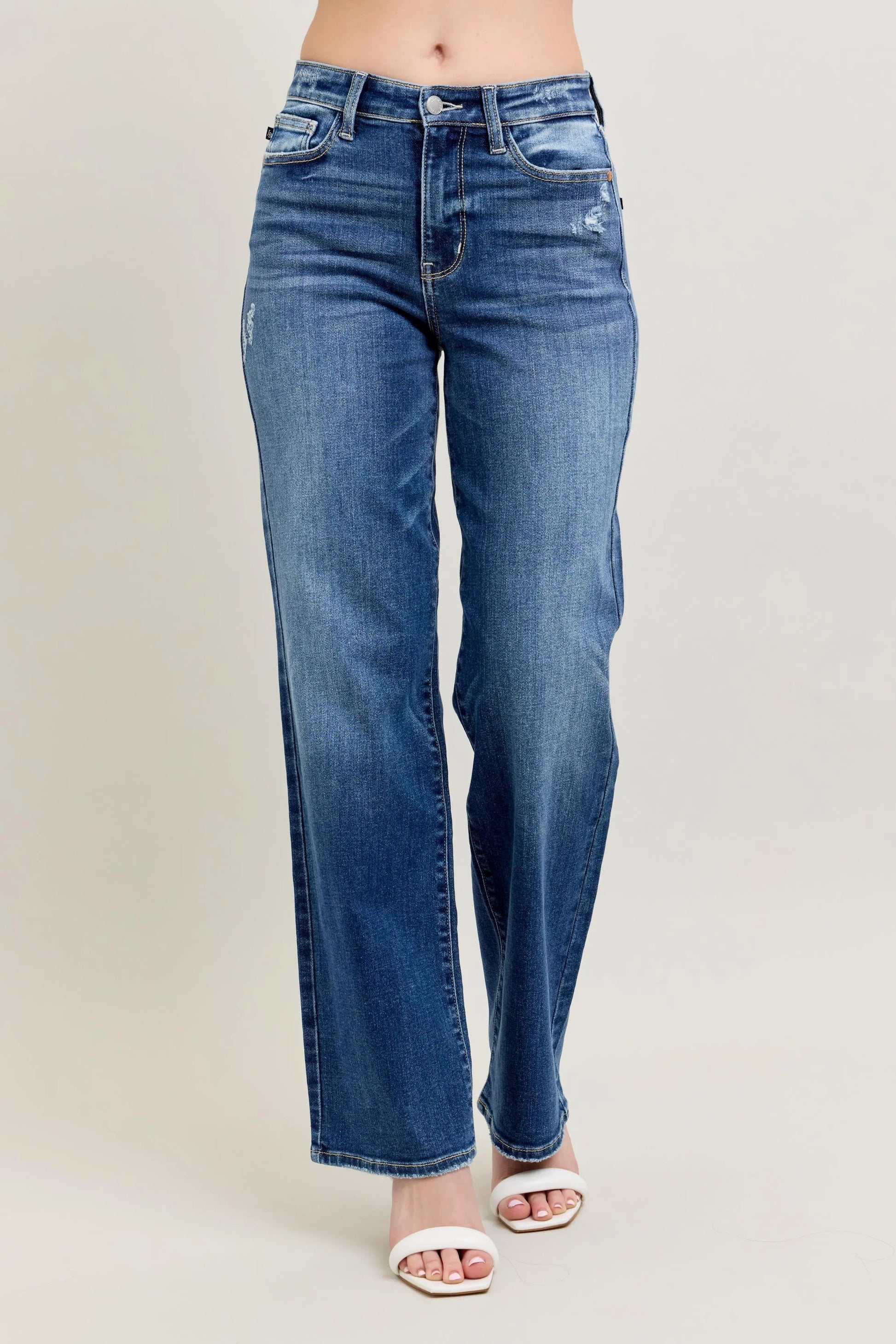 Judy Blue Full Size High Waist 90’s Straight Leg Jeans Plus DK / 0(24)