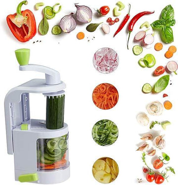 4 IN 1 Vegetable Spiralizer & Noodle Maker with Suction Cup Cutter Slicer